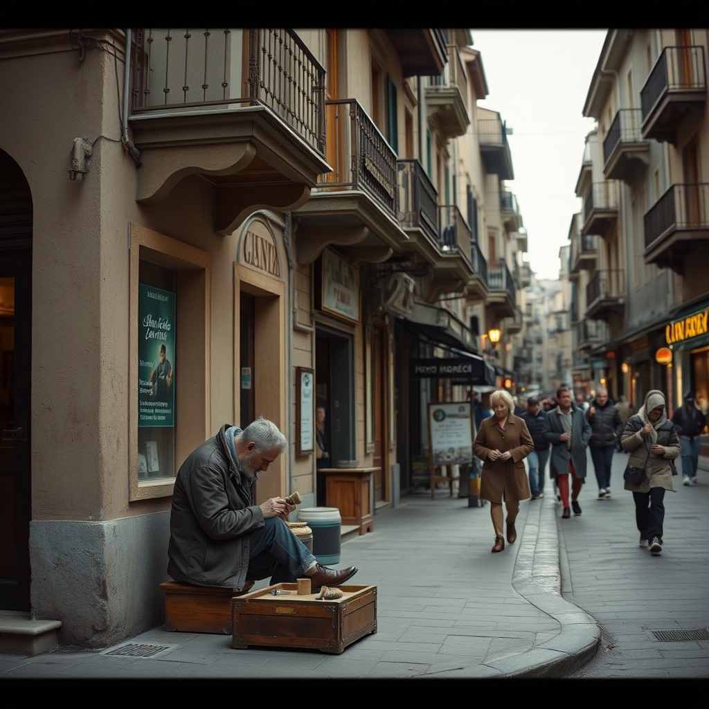 Why Did the Shoe Shiner's Corner Watch Take Root in the Heart of Old City Life by Settling Gently into Urban Memory on Wind-Catching Balconies?